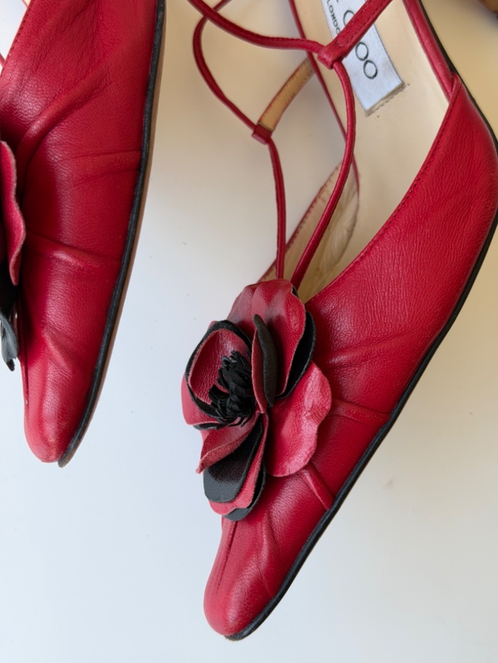 Vintage Jimmy Choo red leather slingback heels IT 39 - Picture 9 of 10